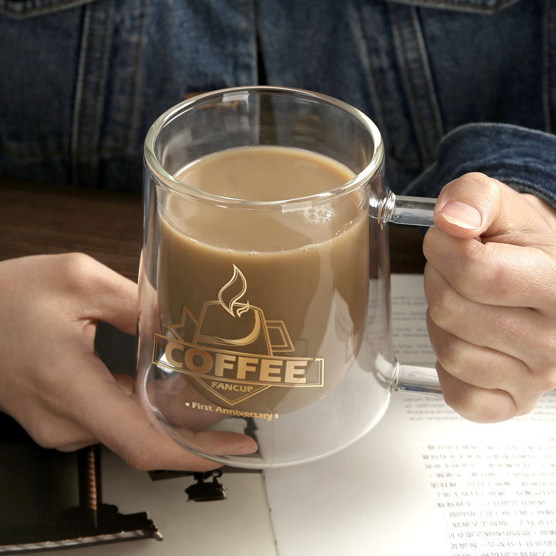 Transparent Double Insulated Coffee Cup With Handle