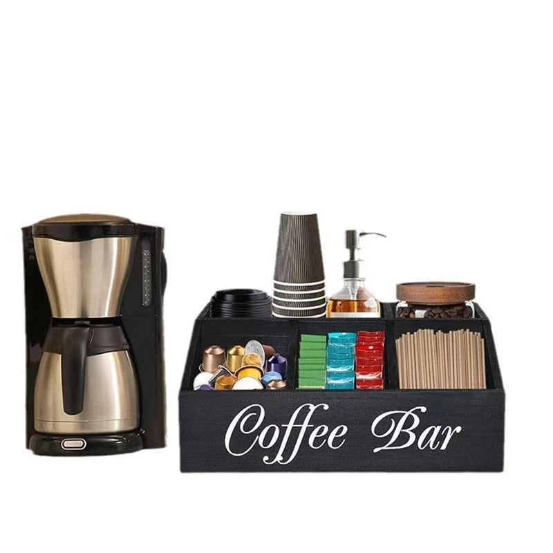 Wooden Grid Coffee Pod Storage Box Desktop Organizer