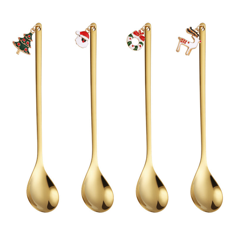 Pendant Coffee Stir Spoons | Stainless Steel Set of 4