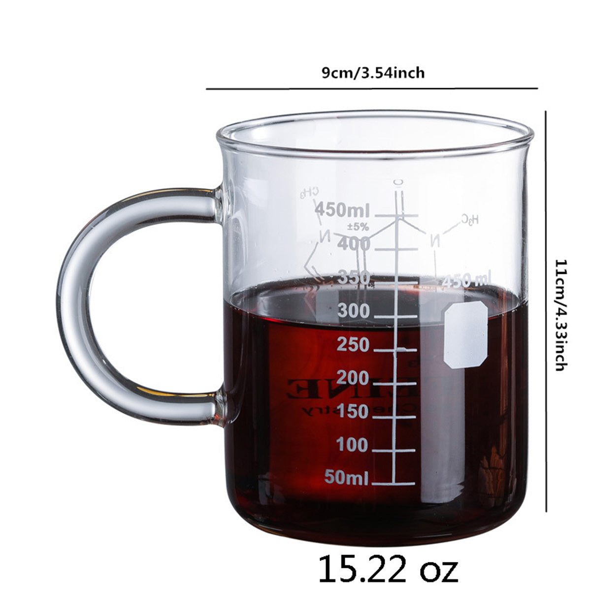 High Borosilicate Glass Coffee Cup with Scale Marking
