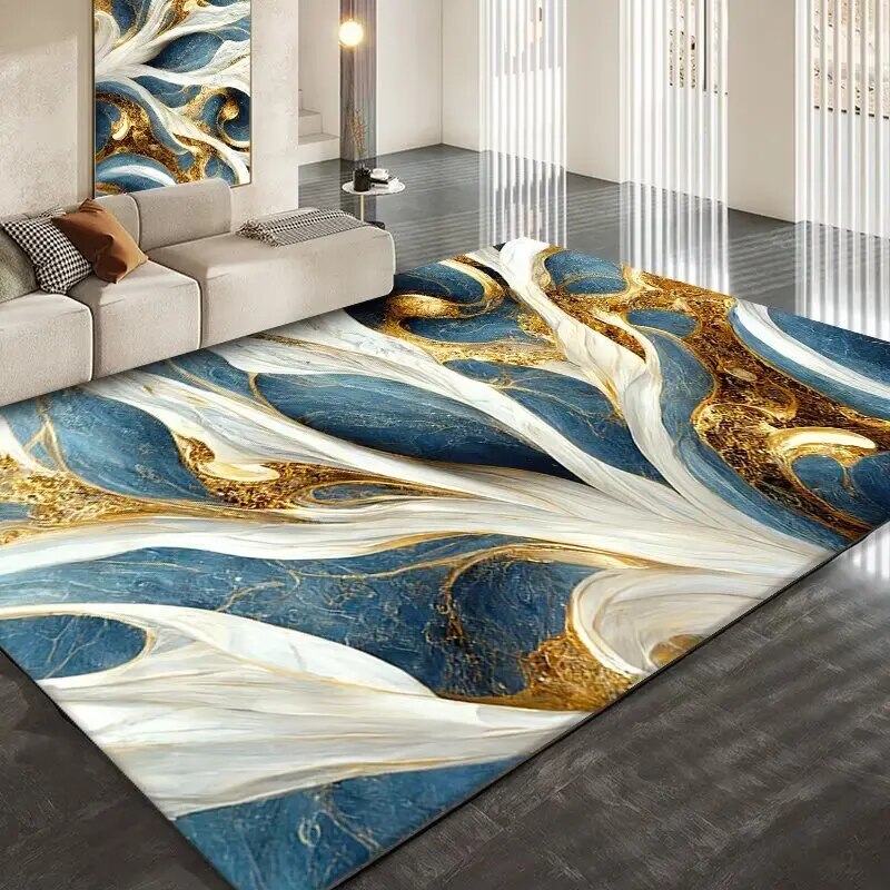 Marble Abstract Area Rug | Coffee Table & Bedroom Carpet