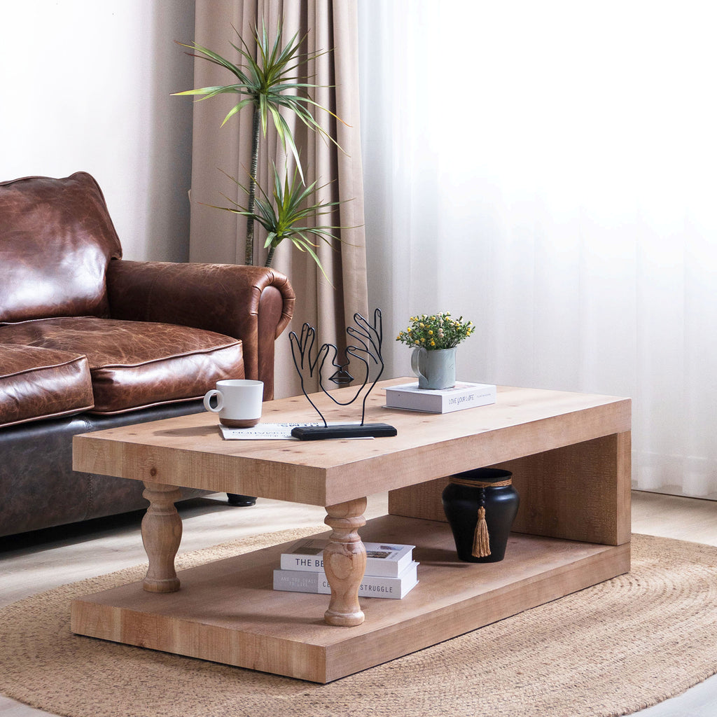 Rustic Coffee Table, Wood Coffee Table, Farmhouse Coffee Table, Modern Rustic Furniture, Coffee Table With Shelf, Wooden Living Room Table