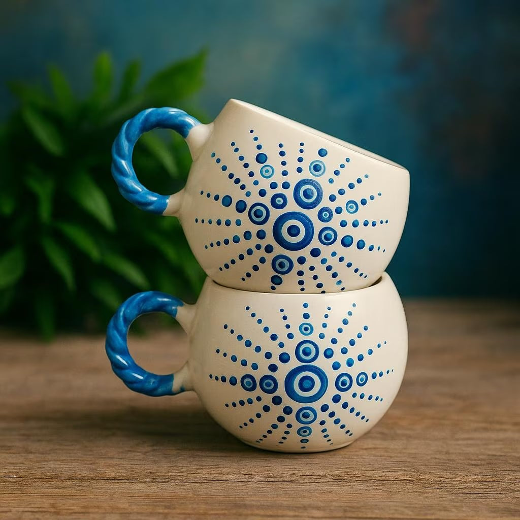 Set Of 2 Handmade Ceramic Mugs For Coffee And Espresso