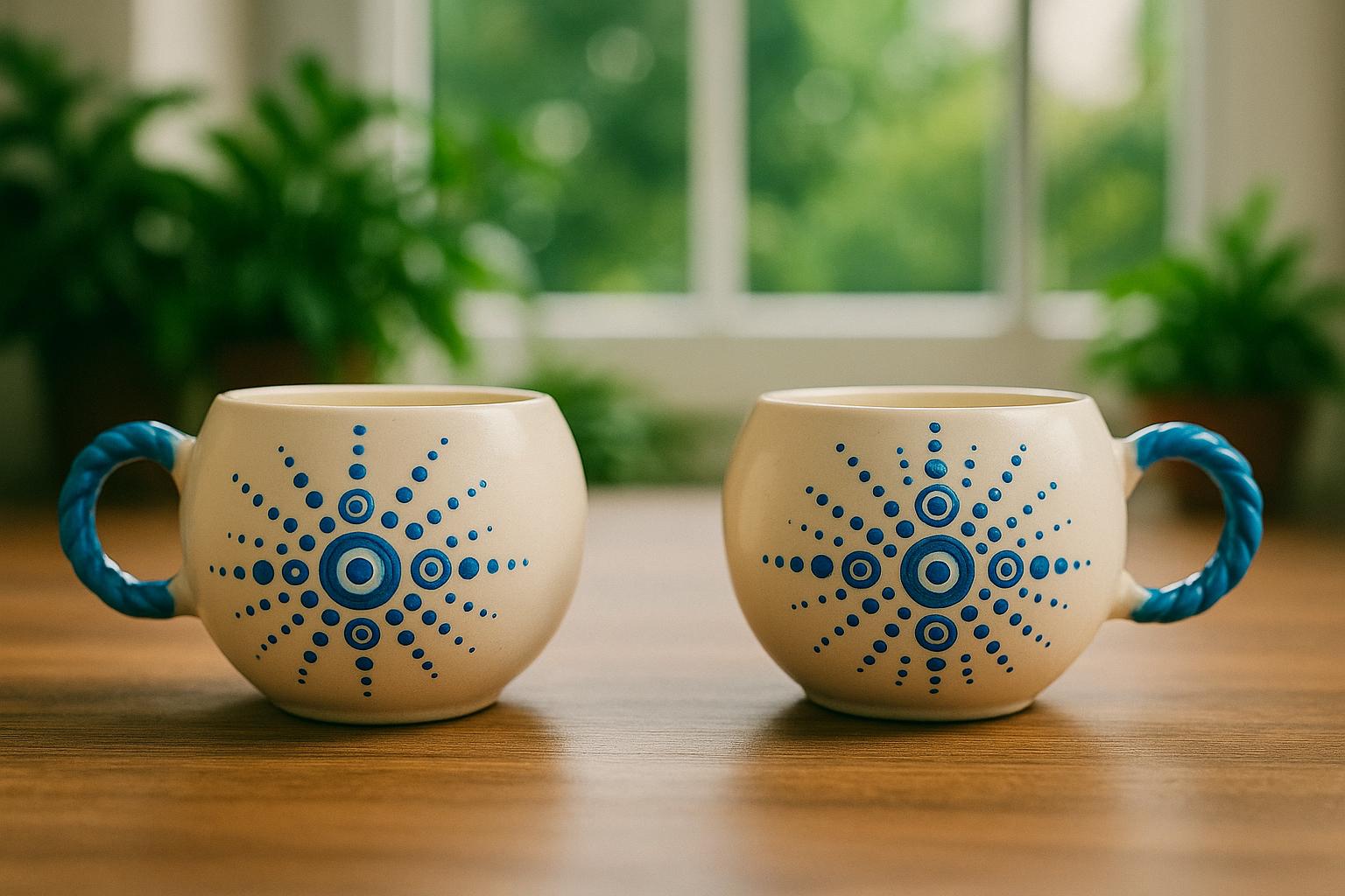 Set Of 2 Handmade Ceramic Mugs For Coffee And Espresso