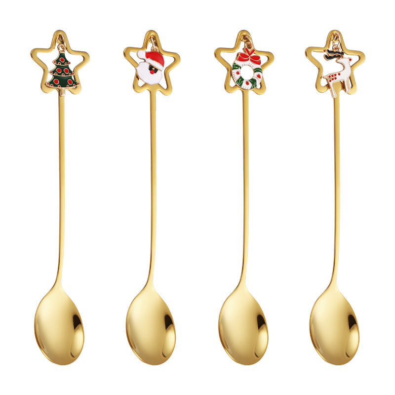 Pendant Coffee Stir Spoons | Stainless Steel Set of 4