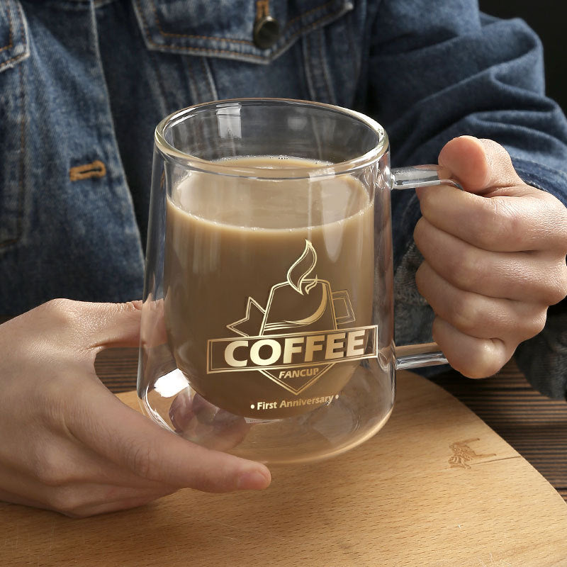 Transparent Double Insulated Coffee Cup With Handle