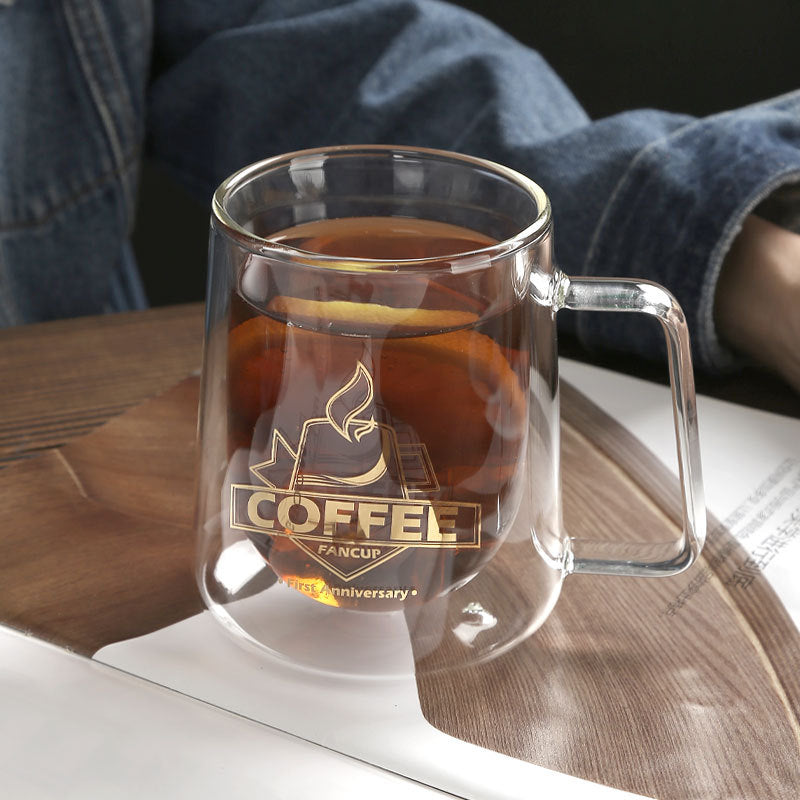Transparent Double Insulated Coffee Cup With Handle