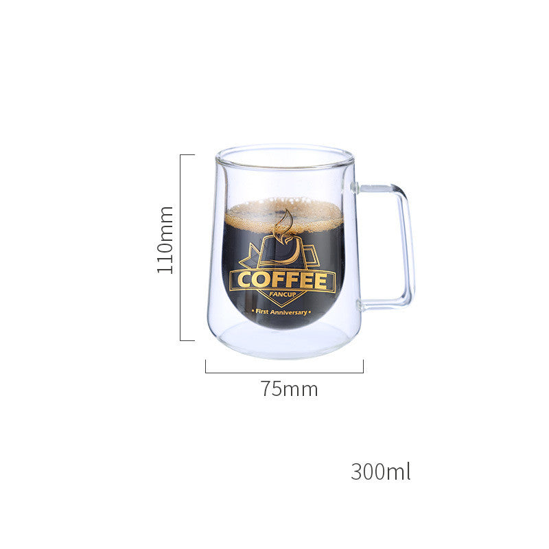 Transparent Double Insulated Coffee Cup With Handle