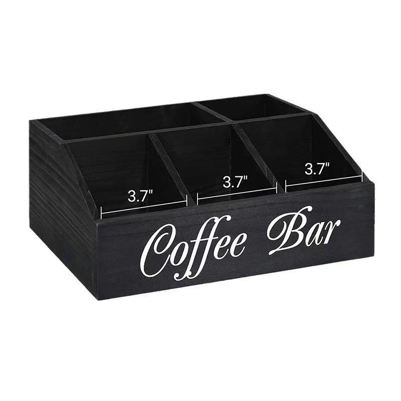 Wooden Grid Coffee Pod Storage Box Desktop Organizer