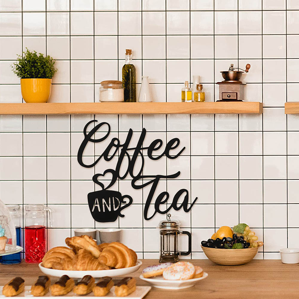 Metal COFFEE AND TEA Wall Hanging